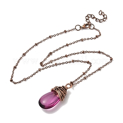 Teardrop Alloy Glass Pendant Necklaces & Dangle Earrings Sets&nbsp;FS-WGF6564-01