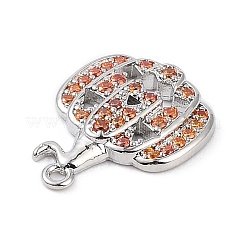 Rack Plating Brass Orange Cubic Zirconia Pendants&nbsp;KK-D031-03P