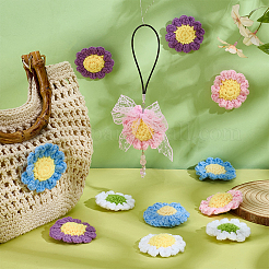 12Pcs 4 Colors Flower Shape Cotton Knitted Costume Ornament Accessories&nbsp;DIY-PH0034-02