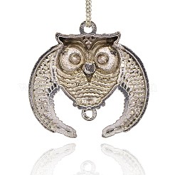 Antique Silver Plated Alloy Rhinestone Bird Pendants&nbsp;ALRI-J111-02AS