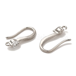 Rack Plating Brass Micro Pave Clear Cubic Zirconia Earring Hooks&nbsp;KK-A231-05P