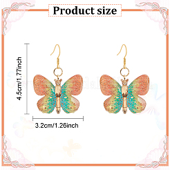 10Pairs 10 Colors Bling Butterfly Resin Dangle Earrings&nbsp;EJEW-AB00006