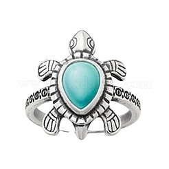 Retro Alloy and Synthetic Turquoise Finger Rings&nbsp;FS-WG1C352-05