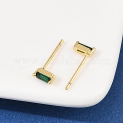 Rectangle Brass Micro Pave Cubic Zirconia Stud Earrings&nbsp;EJEW-A156-19G