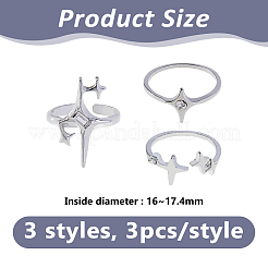 3 Bags Alloy Open Cuff Rings Sets&nbsp;RJEW-DC0001-20