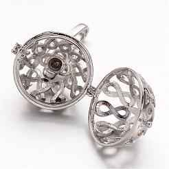 Eco-Friendly Rack Plating Brass Hollow Cage Pendants&nbsp;KK-P048-01P-NR
