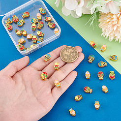 40Pcs 4 Styles Zinc Alloy Enamel Beads&nbsp;ENAM-PH0003-25