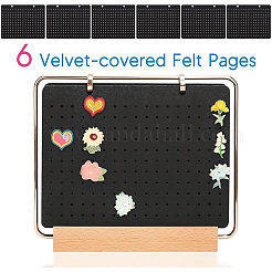 Felt with Iron Display Stands with Wood Base for Brooch&nbsp;ODIS-SC0001-11