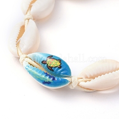 Adjustable Printed Cowrie Shell Braided Bead Bracelets&nbsp;BJEW-JB05154-02