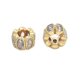 Brass Micro Pave Clear Cubic Zirconia Rondelle European Beads&nbsp;KK-Q006-45G