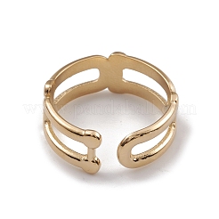 Ion Plating(IP) 304 Stainless Steel Hollow Out Oval Wrap Open Cuff Rings for Women&nbsp;RJEW-G285-51G