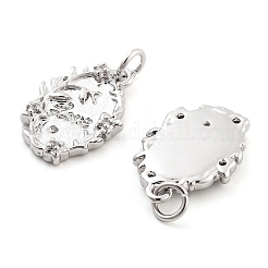 Rack Plating Brass & Clear Cubic Zirconia Pendants&nbsp;KK-S371-03P