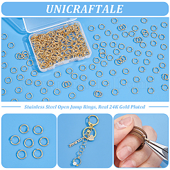 300Pcs 304 Stainless Steel Open Jump Rings&nbsp;STAS-UN0058-56G-03