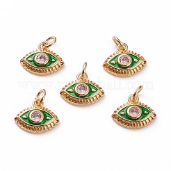 Brass Micro Pave Clear Cubic Zirconia Charms&nbsp;KK-C100-15G