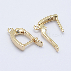 Brass Hoop Earring Findings with Latch Back Closure&nbsp;KK-F728-06G-A-NF