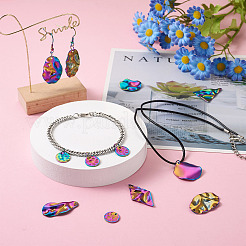 32Pcs 8 Style Rainbow Color 304 Stainless Steel Pendants&nbsp;STAS-CD0001-28