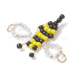 Glass Seed Beaded Bee Links Connector Charms&nbsp;PALLOY-MZ01221