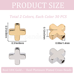 60Pcs 2 Colors Brass Beads&nbsp;KK-CN0002-95