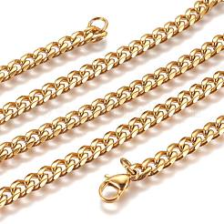 304 Stainless Steel Cuban Link Chain Necklaces&nbsp;NJEW-L159-02B-G
