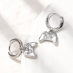 Brass Micro Pave Cubic Zirconia Hoop Earrings&nbsp;EJEW-P322-14P