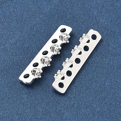 Brass Micro Pave Clear Cubic Zirconia Spacer Bars&nbsp;KK-Z139-11S-03