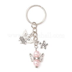 Imitation Pearl Acrylic & Alloy Angel Keychain&nbsp;KEYC-JKC00520