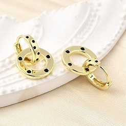 Flat Round Brass Micro Pave Cubic Zirconia Hoop Earrings&nbsp;EJEW-U061-02G