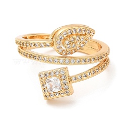 Rack Plating Brass Teardrop & Square Cuff Rings&nbsp;RJEW-D008-14G