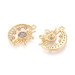 Brass Pave Cubic Zirconia Pendants&nbsp;KK-T074-95A-G