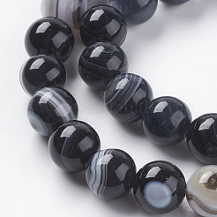 Round Dyed & Heated Natural Black Agate Beads Strands&nbsp;G-G582-8mm-07