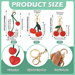 3Pcs 3 Styles PU Leather Alloy Keychains&nbsp;KEYC-TA0001-43