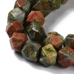 Natural Unakite Star Cut Round Beads Strands&nbsp;G-M418-C07-01