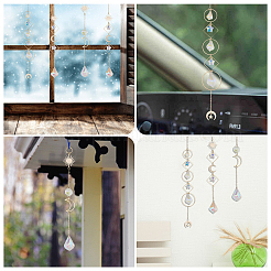 3Pcs 3 Styles Electroplate Glass Window Hanging Suncatchers&nbsp;HJEW-CA0001-63