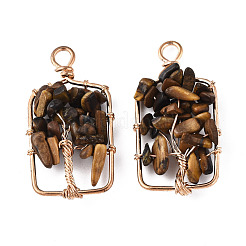 Natural Tiger Eye Pendants&nbsp;G-T131-93B-07