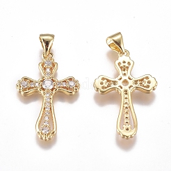 Brass Micro Pave Cubic Zirconia Pendants&nbsp;ZIRC-G168-27G