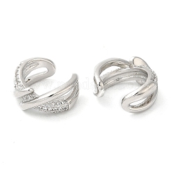 Rack Plating Brass Micro Pave Cubic Zirconia Criss Cross Cuff Earrings&nbsp;EJEW-E290-08P