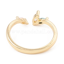 Colorful Cubic Zirconia Horse Eye Open Cuff Ring&nbsp;KK-E005-10G