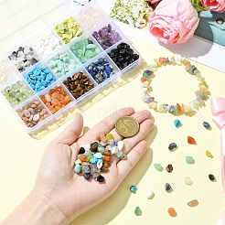 210g 14 Styles Natural Mixed Gemstone Chip Beads and 15g Opaque Glass Chip Beads Kits&nbsp;G-YW0002-37