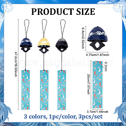 3Pcs 3 Colors Japanese Cast Iron & Ceramic Wind Chime&nbsp;HJEW-BC0001-64