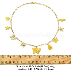 Butterfly Bowknot Flowers 304 Stainless Steel Cable Chain Necklaces&nbsp;NJEW-FS00006