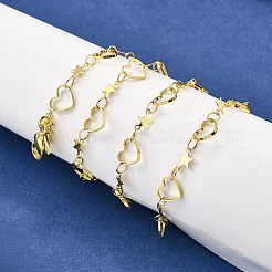 Brass Star Heart Link Chain Necklaces&nbsp;NJEW-M108-30G