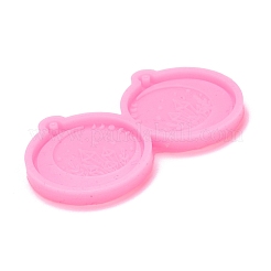 Flat Round with Crystal Cluster & Moon Phase & Moon Pendant Silicone Molds&nbsp;DIY-M034-10