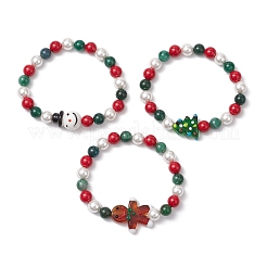 3Pcs 3 Styles Christmas Series Natural Fuchsite & Mashan Jade 
Beads Stretch Bracelets&nbsp;BJEW-TA00663
