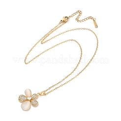 Flower Brass Micro Pave Cubic Zirconia Pendant Neckalces for Women&nbsp;NJEW-C076-05G