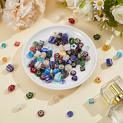 100Pcs 10 Styles Handmade Millefiori Lampwork Beads&nbsp;LAMP-PA0001-80