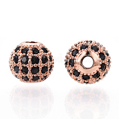 Rack Plating Brass Cubic Zirconia Beads&nbsp;ZIRC-S001-8mm-B01