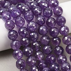 Electroplated Natural Amethyst Round Beads Strands&nbsp;G-L598-A05-02