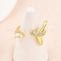 Brass Micro Pave Cubic Zirconia Cuff Rings for Women&nbsp;RJEW-Z113-38G