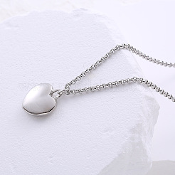 304 Stainless Steel Heart Pendant Box Chain Necklaces for Women&nbsp;RP4113
