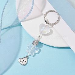 Mother's Day Alloy Heart with Word Mom Pendant Keychain&nbsp;KEYC-JKC00599